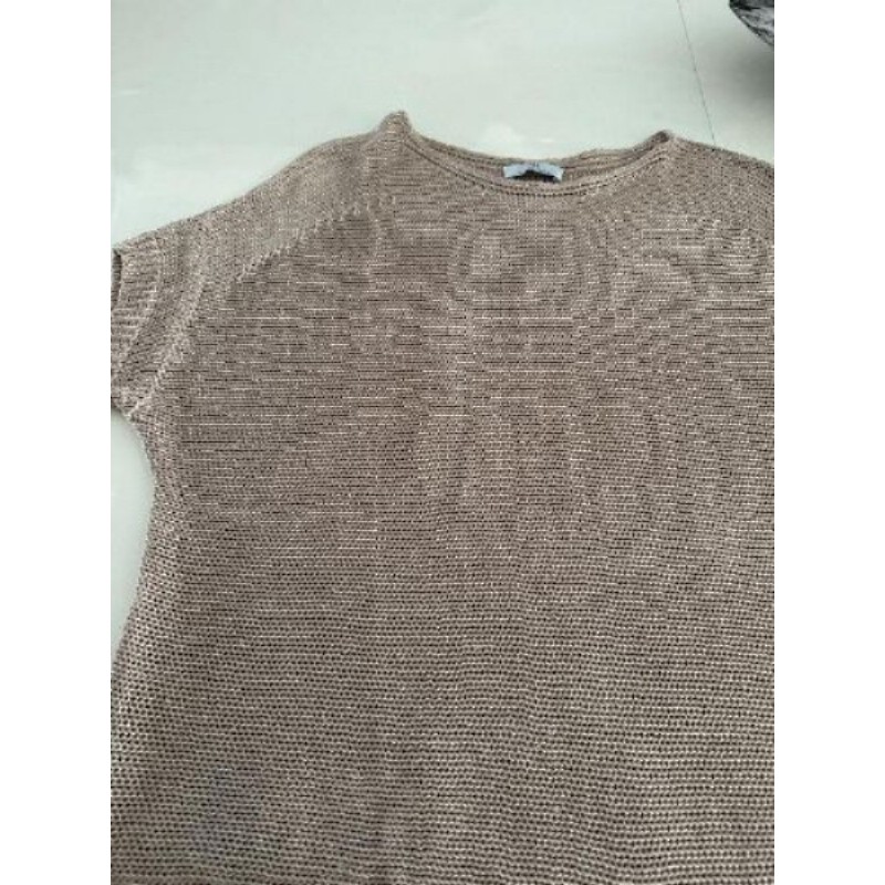 Pull beige coton manche courte taille 46 