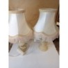 Paire de lampes de chevet crème en albrate abat-jour à franges