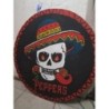 Panneau circulaire crâne squelette mexicain peppers Dias de la Muerta. 80cm diamètre