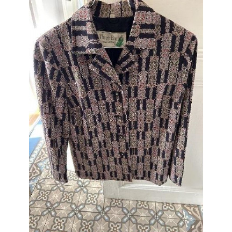 Veste soie Three Bamboo noire/vert/bordeaux 36